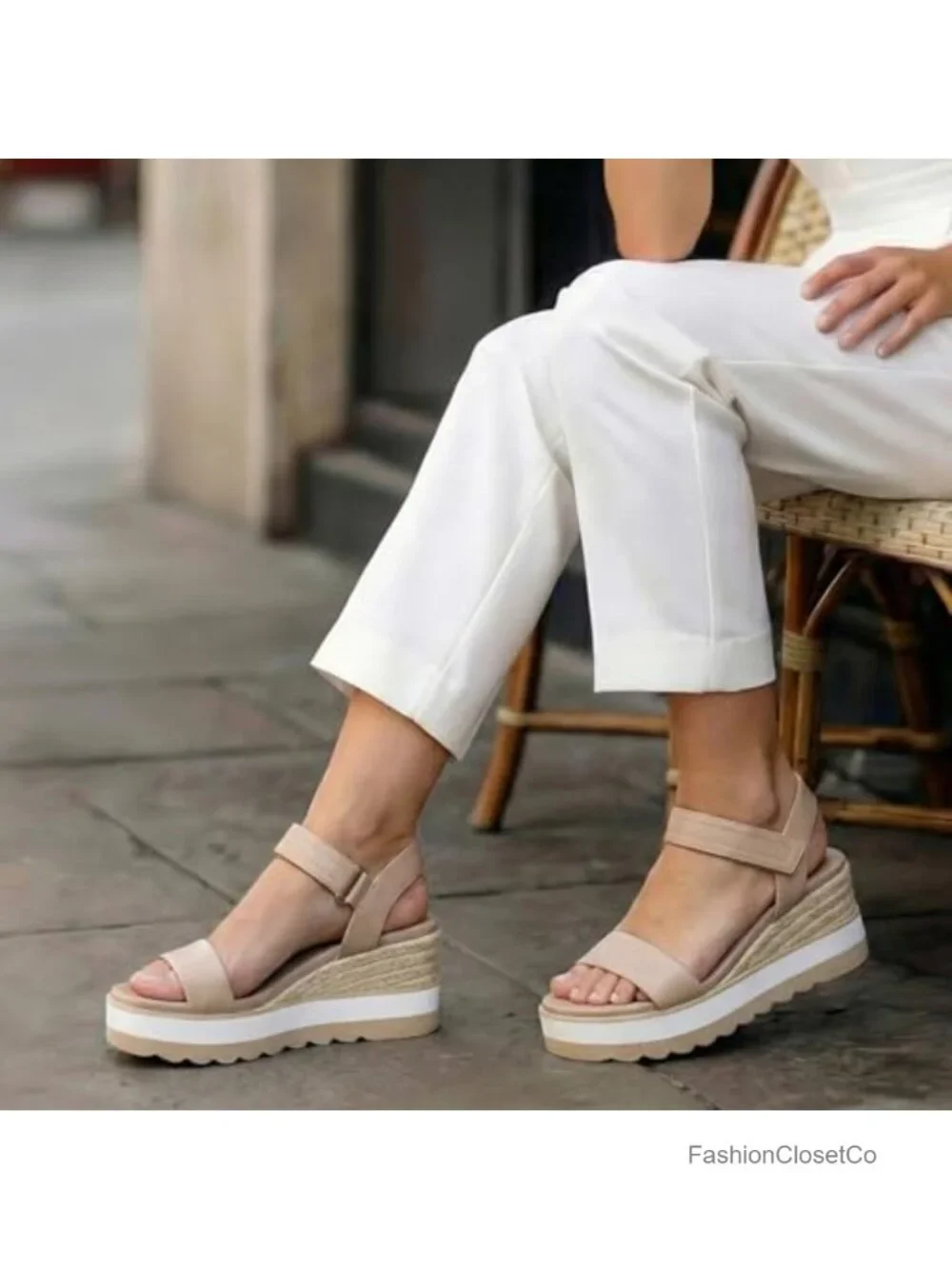 PU Leather Espadrille Wedge Sandals with Cushioned Footbed for Summer